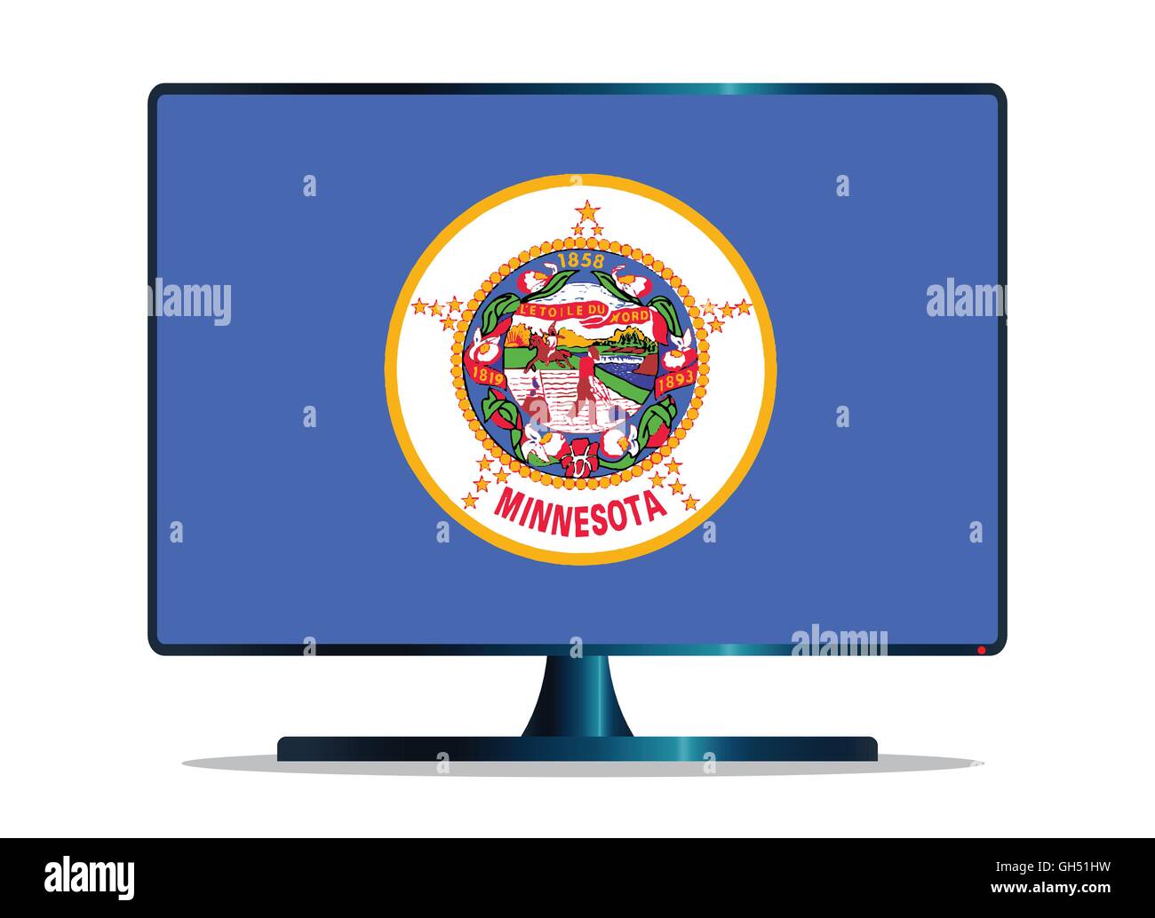 Un téléviseur ou un écran d'ordinateur avec le drapeau de l'état du Minnesota Illustration de Vecteur