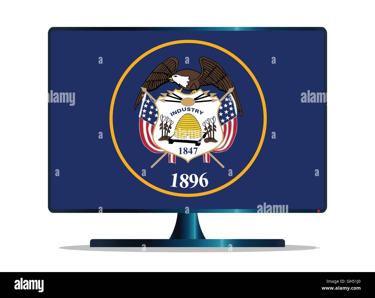 Un téléviseur ou un écran d'ordinateur avec le drapeau d'état de l'Utah Illustration de Vecteur