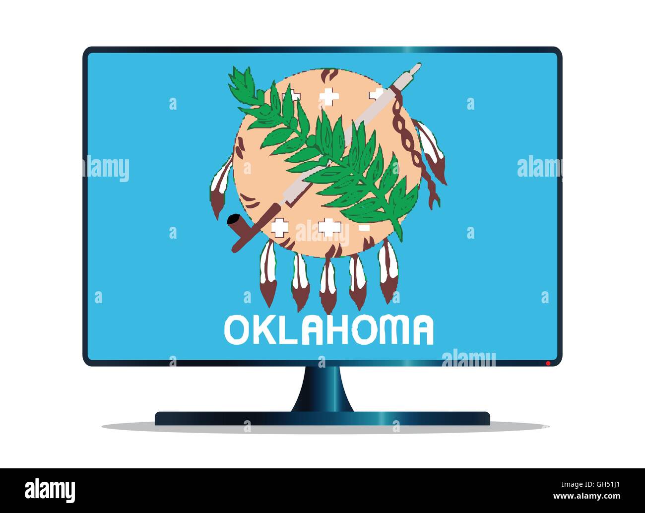 Un téléviseur ou un écran d'ordinateur avec le drapeau d'état de l'Oklahoma Illustration de Vecteur