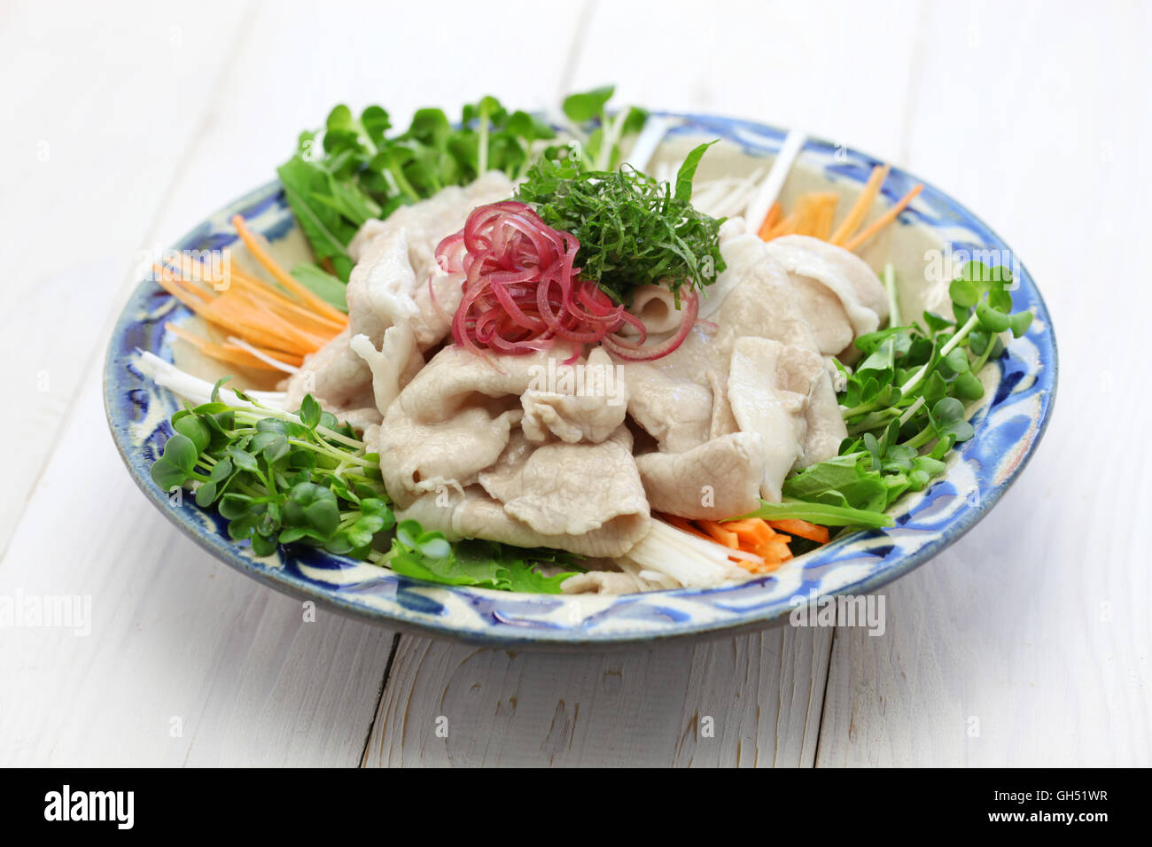 Rei shabu, porc, salade froide de la cuisine d'été japonais Banque D'Images