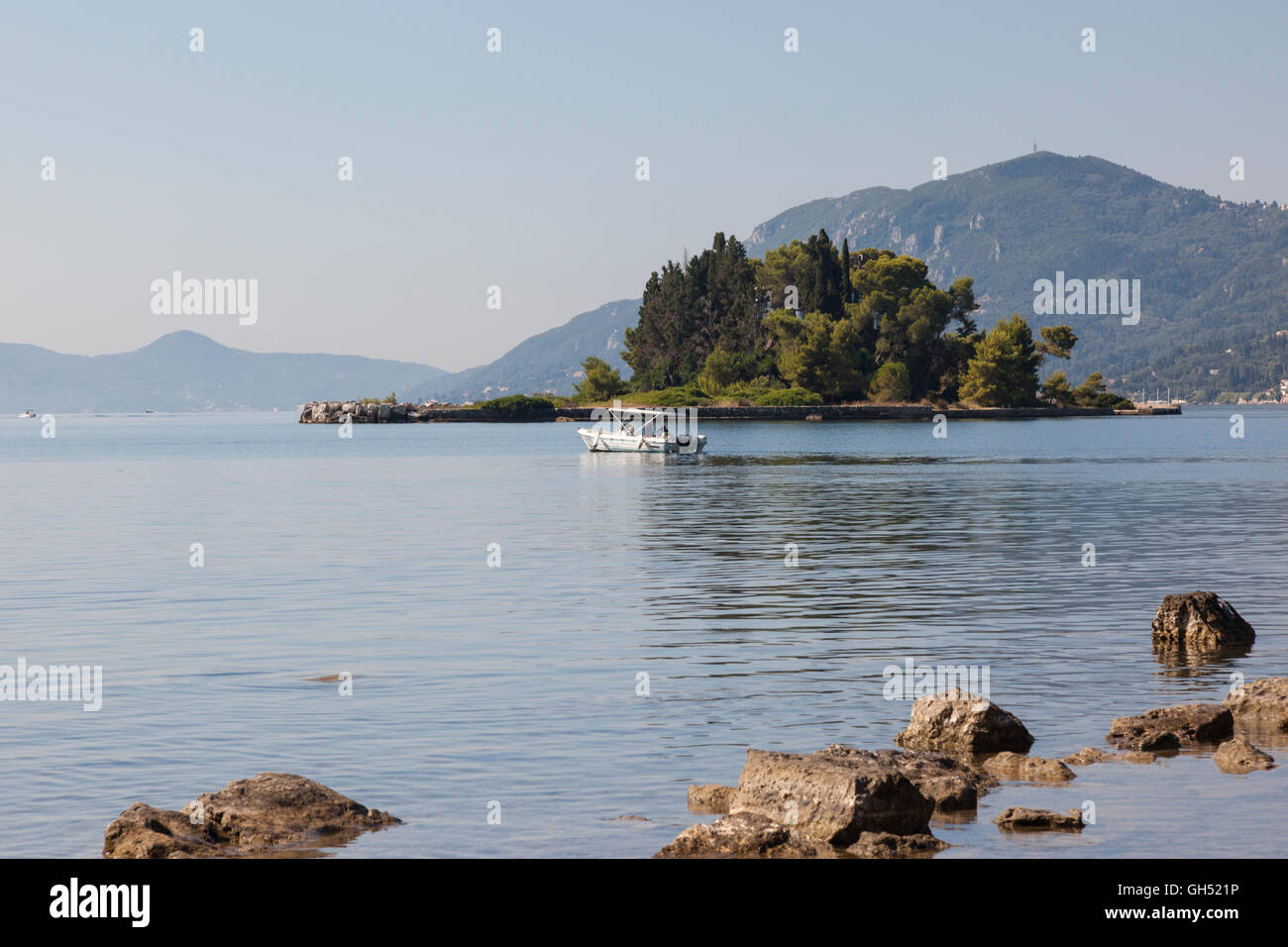 Île de la souris, Kerkira, Île Ionienne, Corfou, Îles grecques, Grèce Banque D'Images