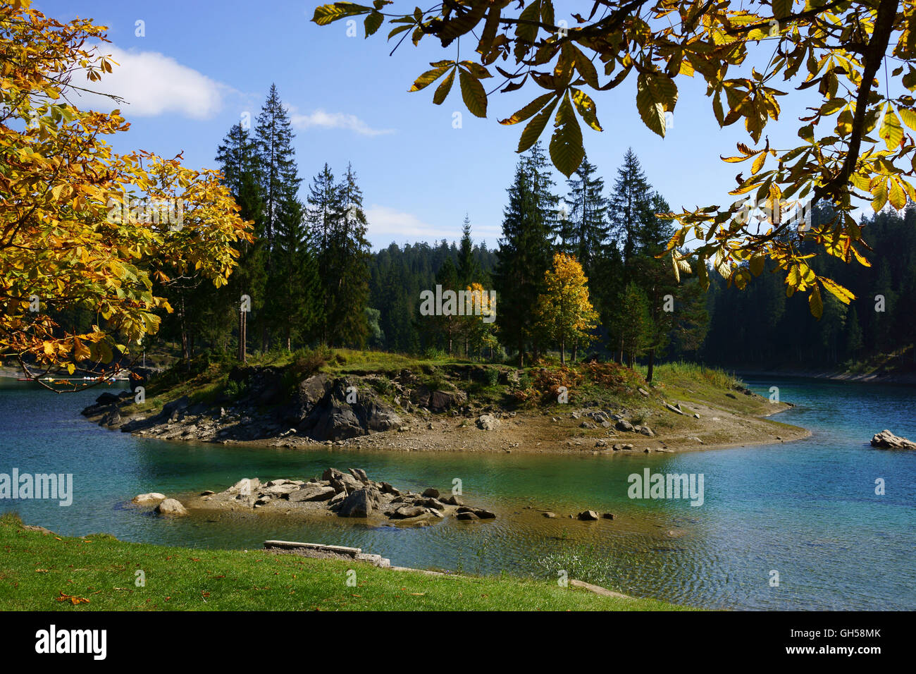 À l'automne Le lac Cauma, Flims, Grisons, Suisse Banque D'Images