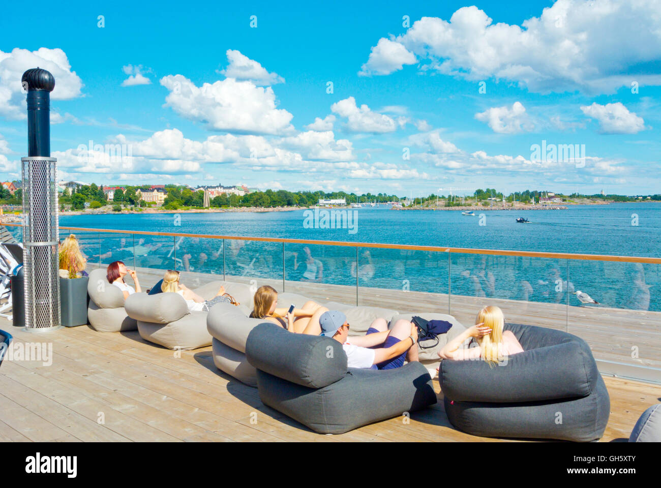 Helsinki Löyly, restaurant et bar avec saunas, EDT 2016, Hernesaarenranta, Helsinki, Finlande Banque D'Images