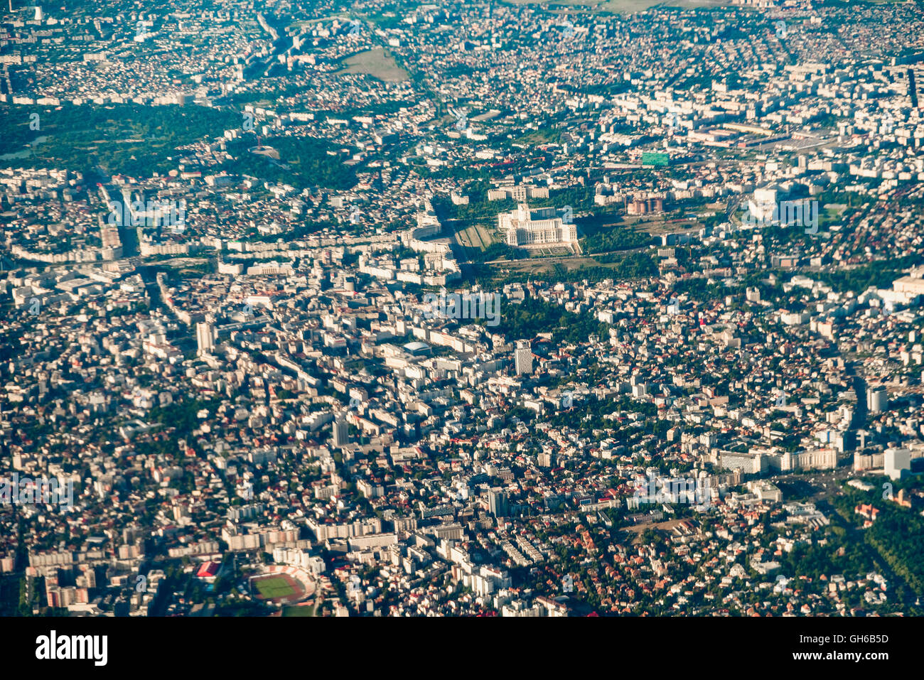 Vue aérienne de la ville de Bucarest en Roumanie Banque D'Images