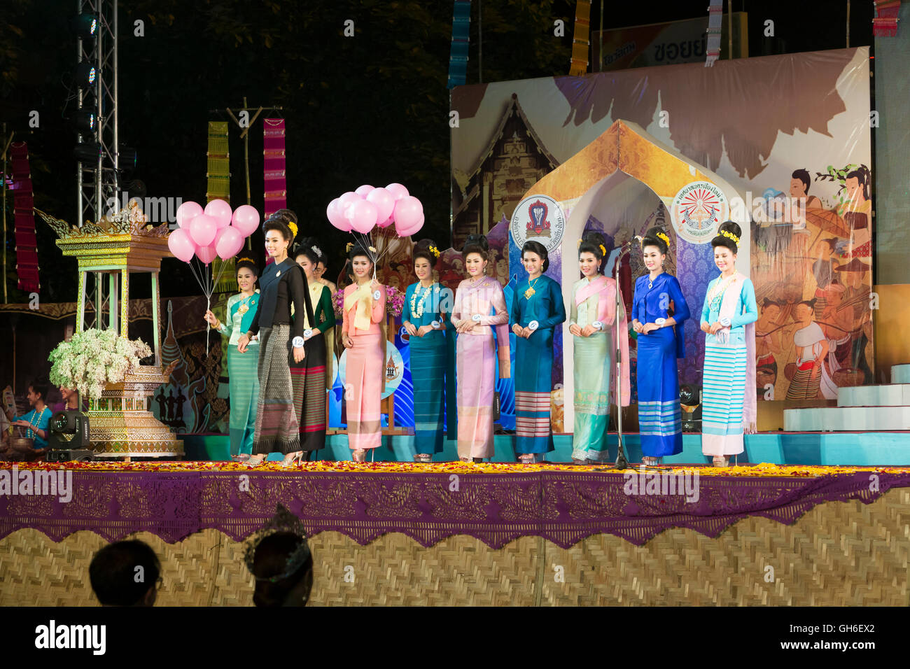 Concours de beauté Miss Songkran 2016, Chiang Mai, Thaïlande Banque D'Images