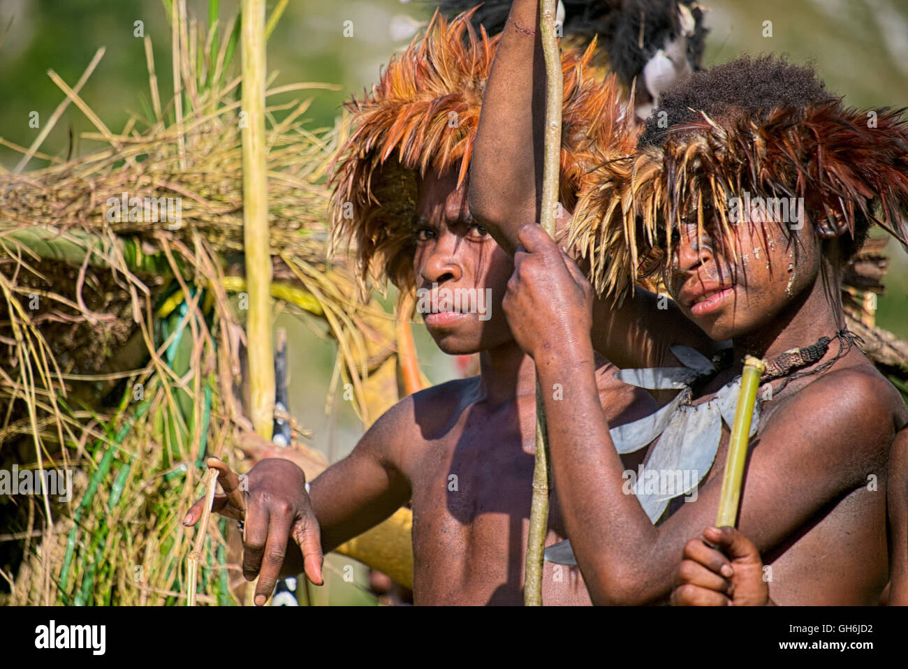 Warrior Kids, Baliem Valley Banque D'Images