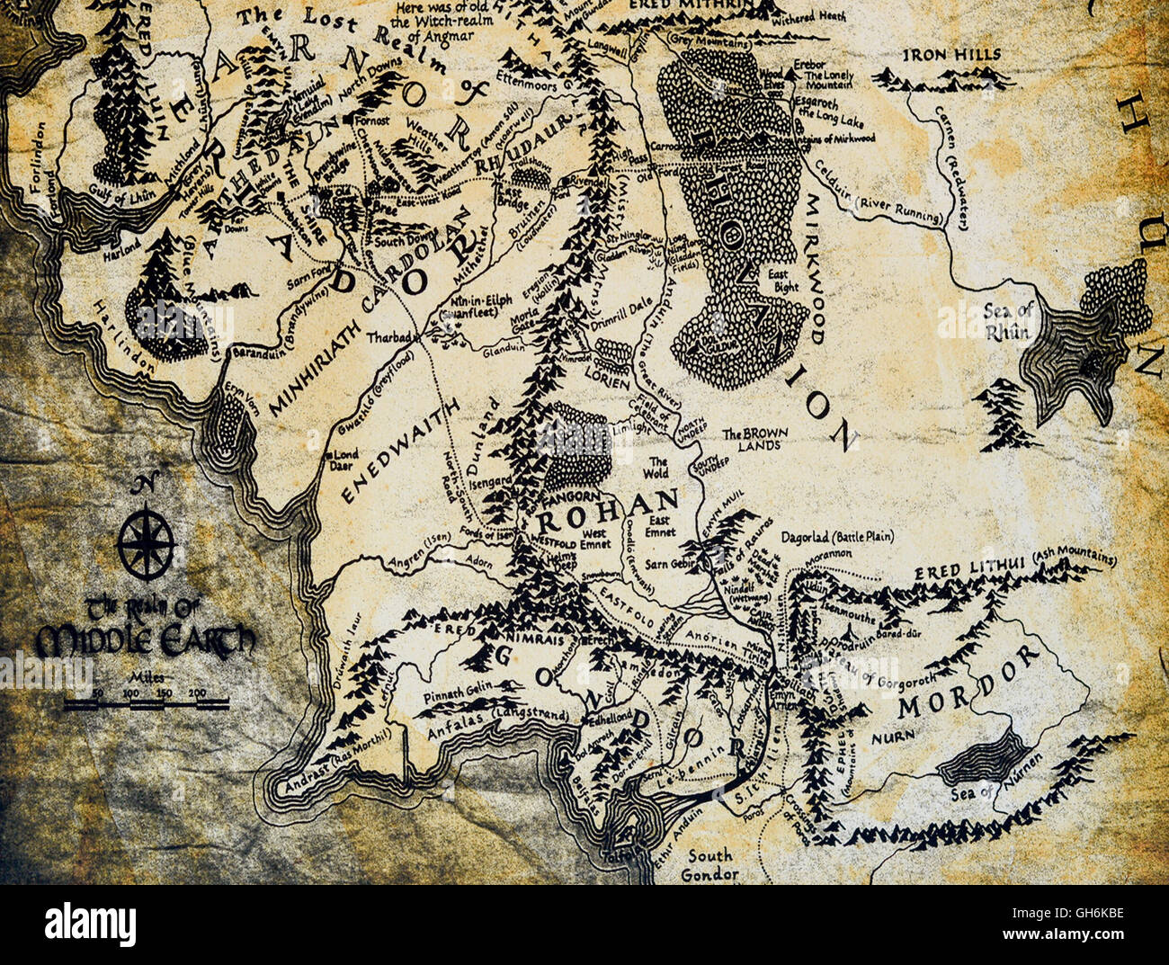La Carte De La Terre Du Milieu Le Seigneur Des Anneaux De Jrr Tolkien Photo Stock Alamy