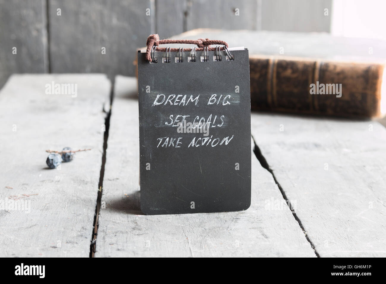 Rêver grand fixer des objectifs Agir, la motivation d'inspiration citer Banque D'Images