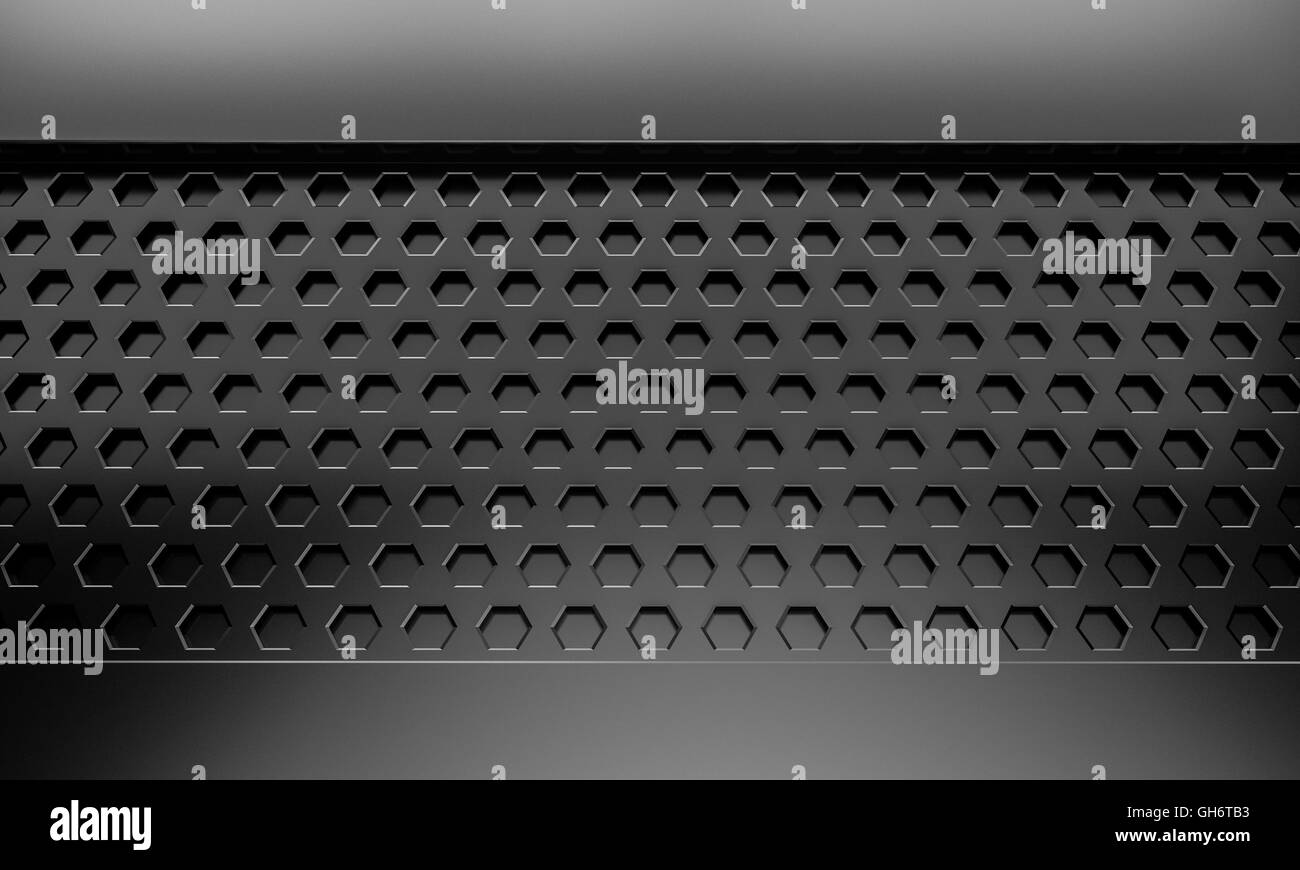 Hextagon Bee Hive abstrait noir texture background with copy space 3D Rendering Banque D'Images