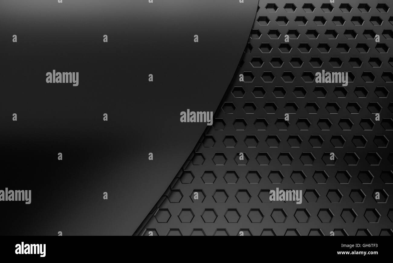 Hextagon Bee Hive abstrait noir texture background with copy space 3D Rendering Banque D'Images