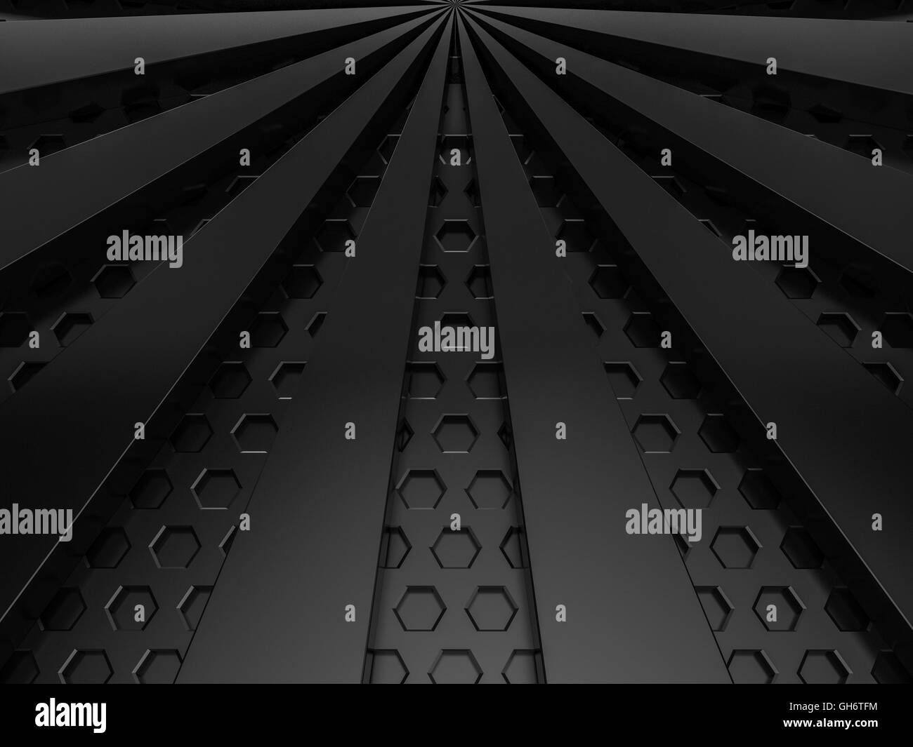 Rayon noir abstract ruche hextagon texture background with copy space 3D Rendering Banque D'Images