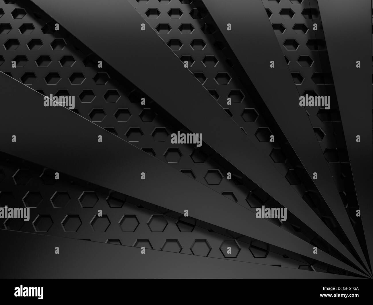 Rayon noir abstract ruche hextagon texture background with copy space 3D Rendering Banque D'Images