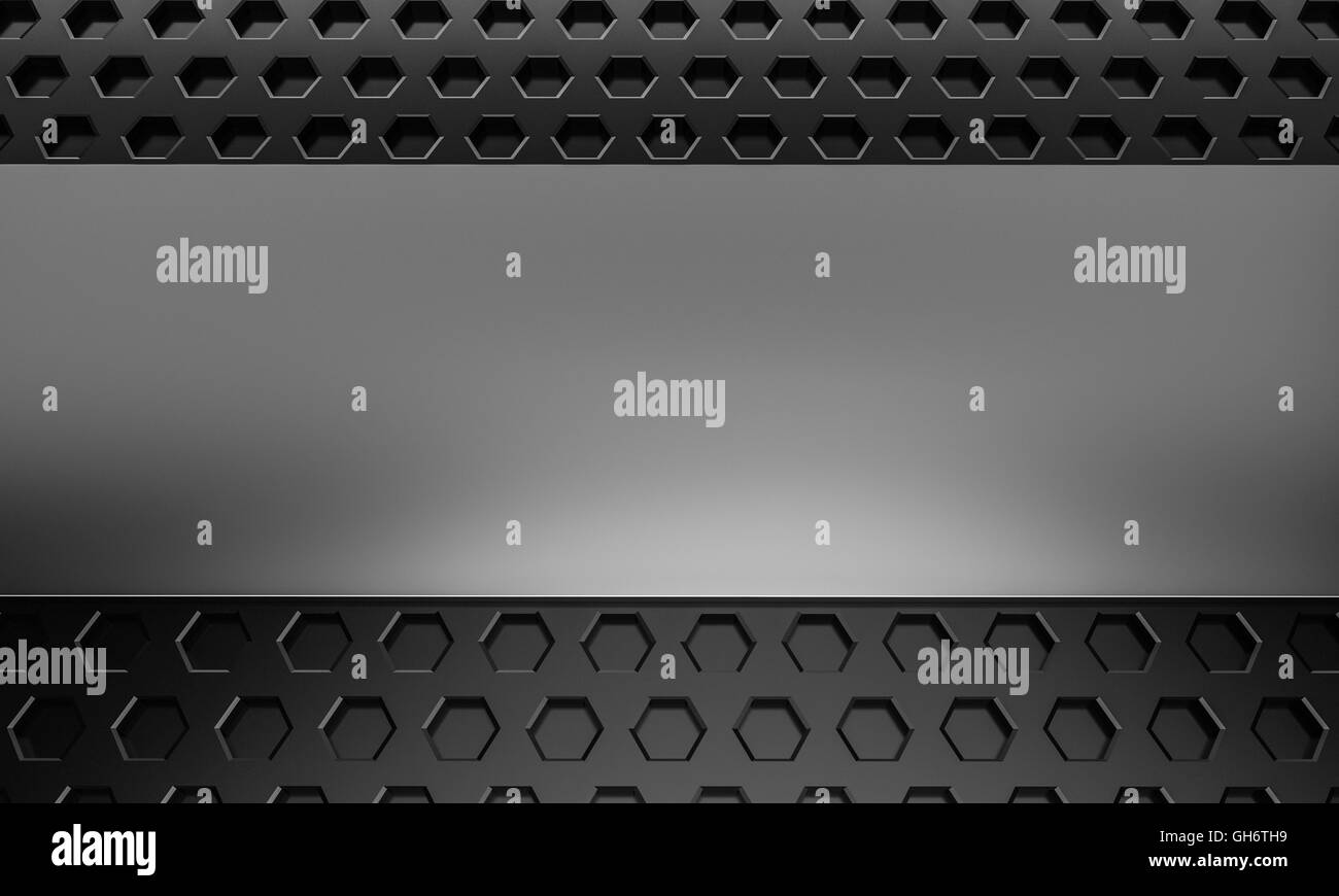 Hextagon Bee Hive abstrait noir texture background with copy space 3D Rendering Banque D'Images