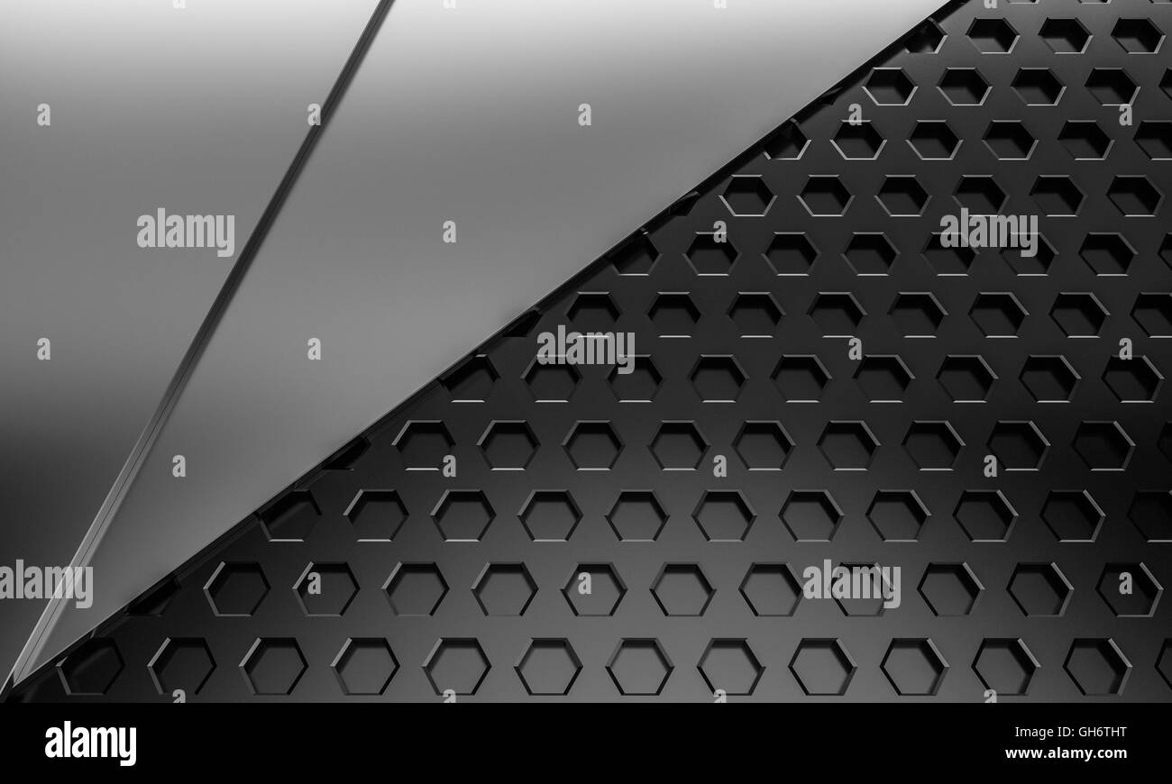 Rayon noir abstract ruche hextagon texture background with copy space 3D Rendering Banque D'Images