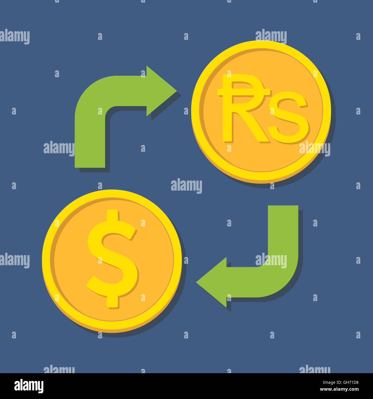 Un bureau de change. Dollar et roupie. Vector illustration Illustration de Vecteur