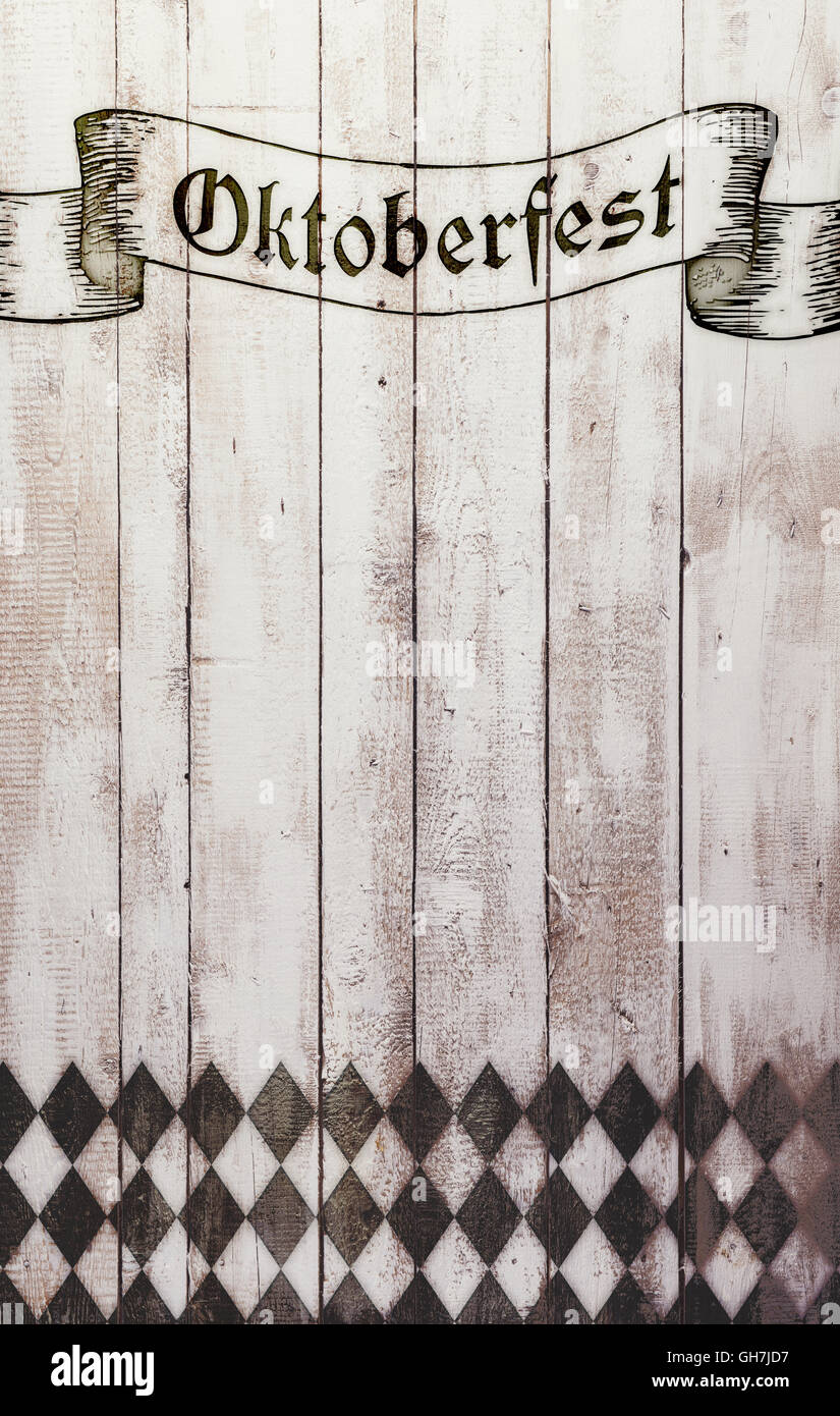 Signe de l'Oktoberfest avec motif losange noir et blanc Banque D'Images