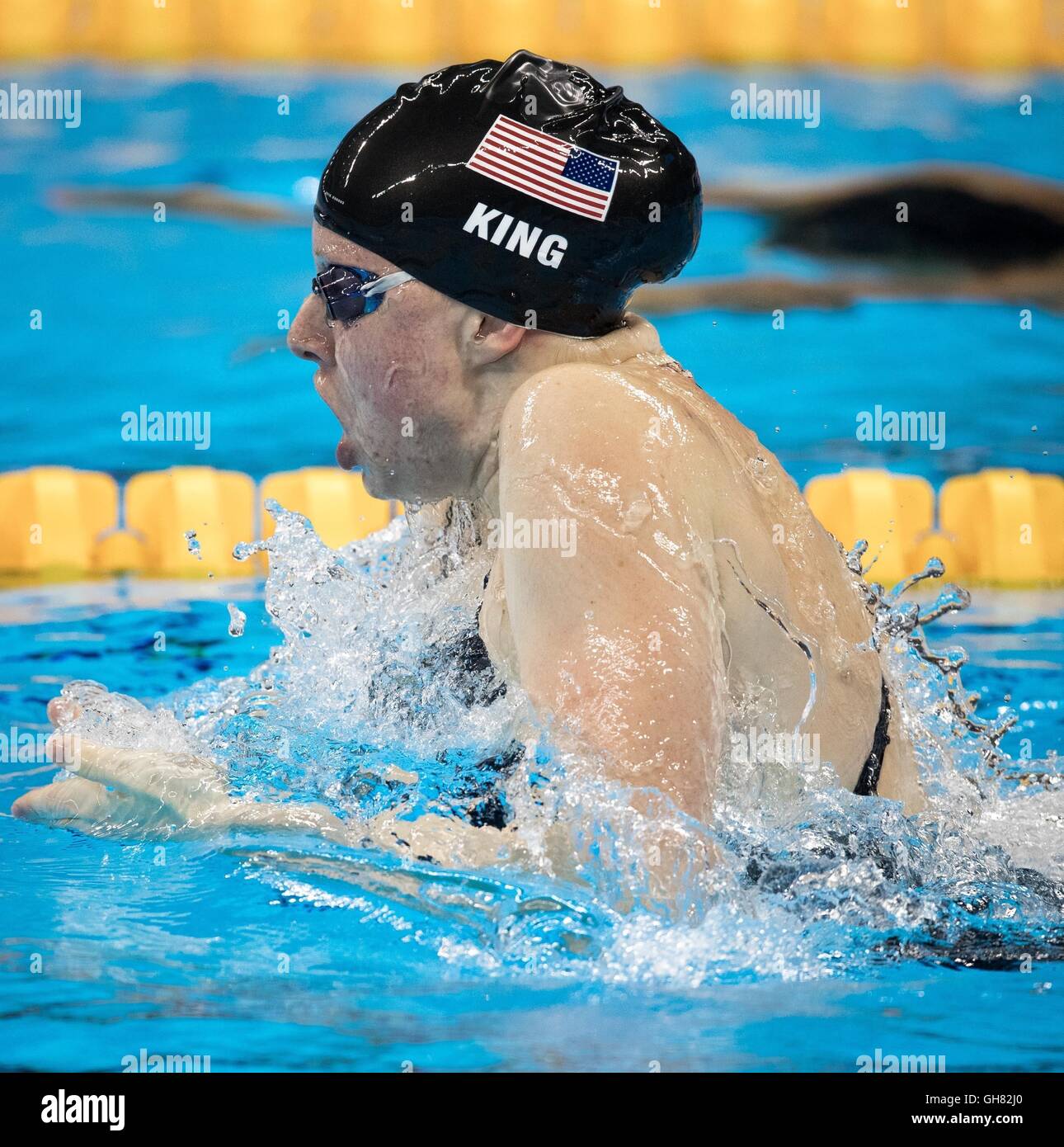 Rio de Janeiro, Brésil. 8 Août, 2016. Lilly King (USA) hits le record olympique (1min 04,93 secondes) dans les 100m de natation feminio poitrine durant la fin de la natation aux Jeux Olympiques de Rio 2016 tenue au stade aquatique olympique. Pas de licences pour AAILABLE EN CHINE (Photo : Marcelo Machado de Melo/Fotoarena) © Foto Arena LTDA/Alamy mensonge News Banque D'Images