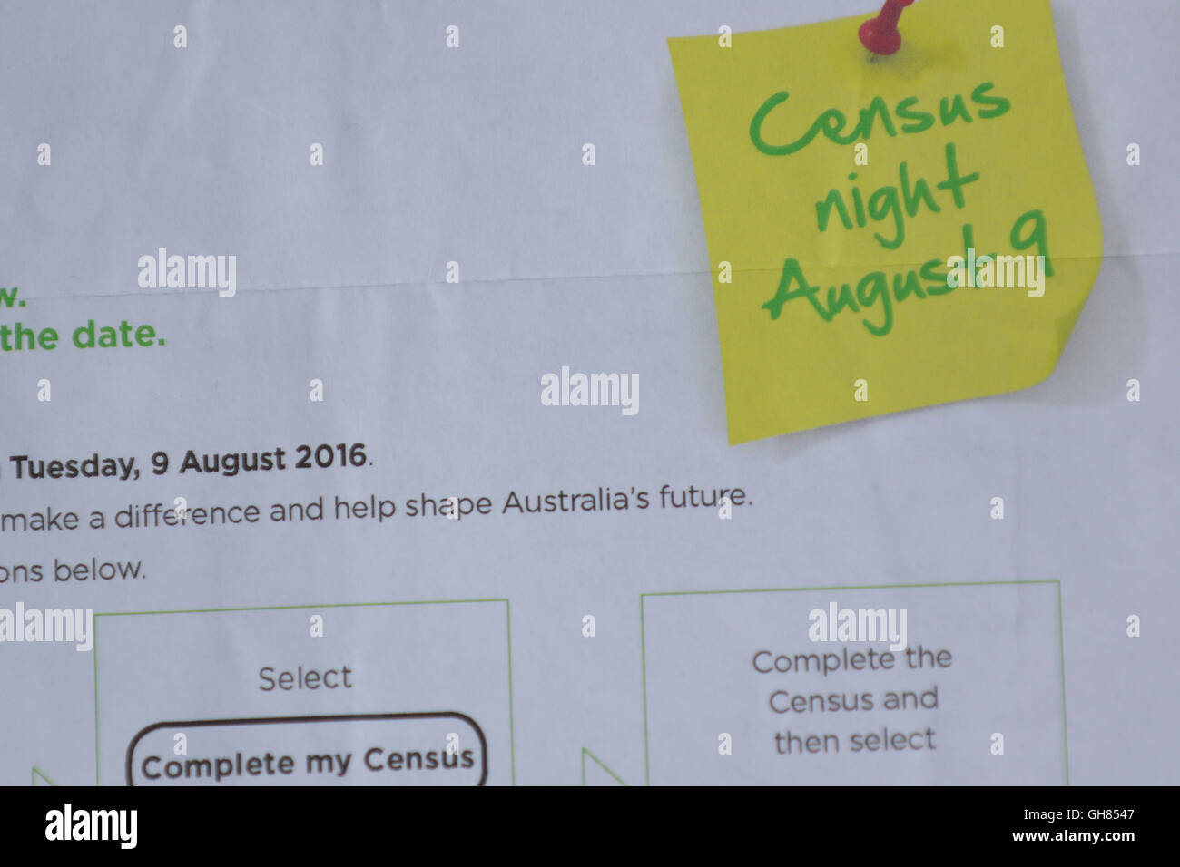 L'Australie. 9 août 2016. Les Australiens doivent prendre part au recensement national, le mardi 9 août. Le Bureau australien de la statistique recueille des données tous les 5 ans. Crédit : Richard Milnes/Alamy Live News Banque D'Images