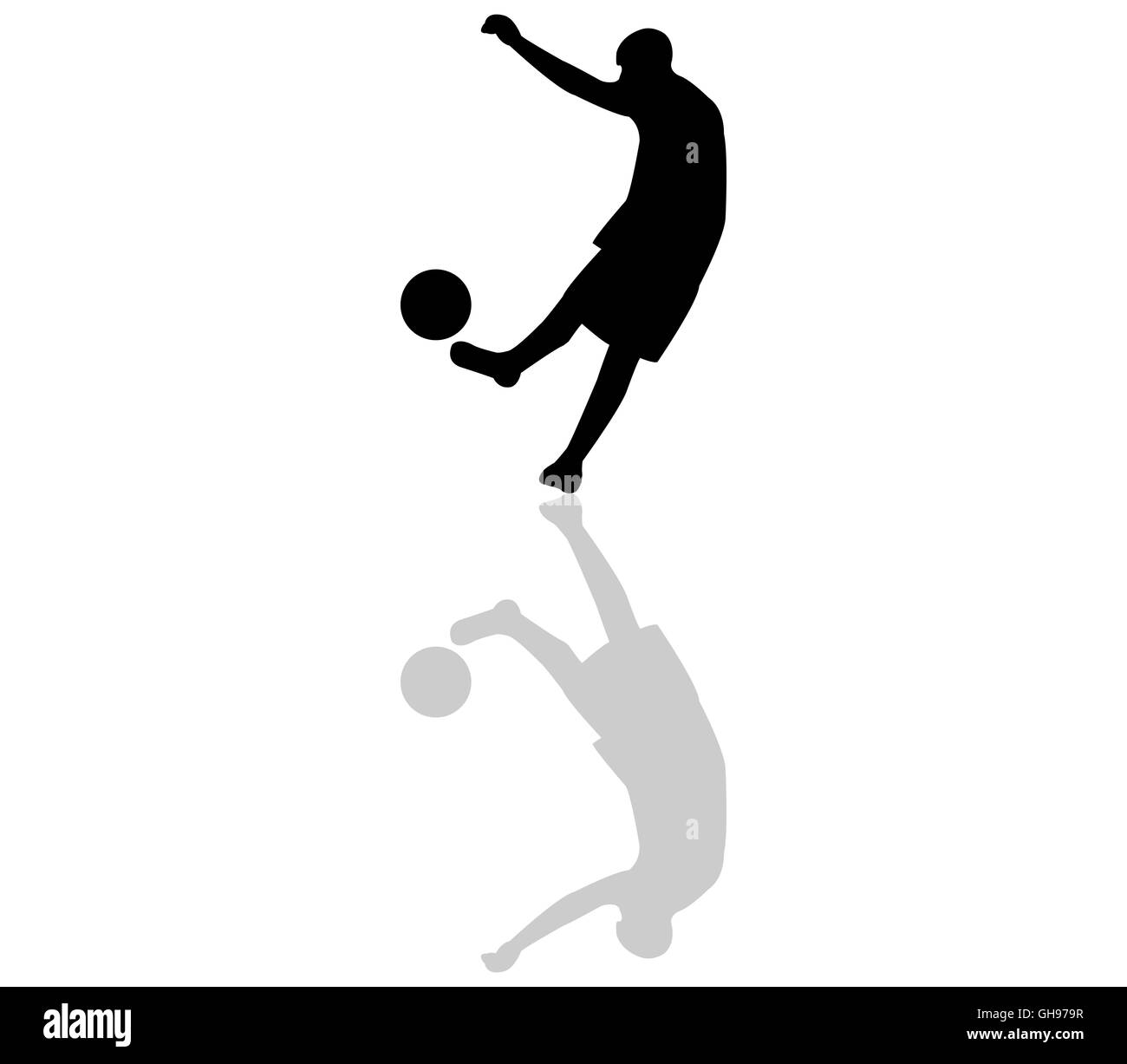 Joueur de football de silhouette Banque D'Images