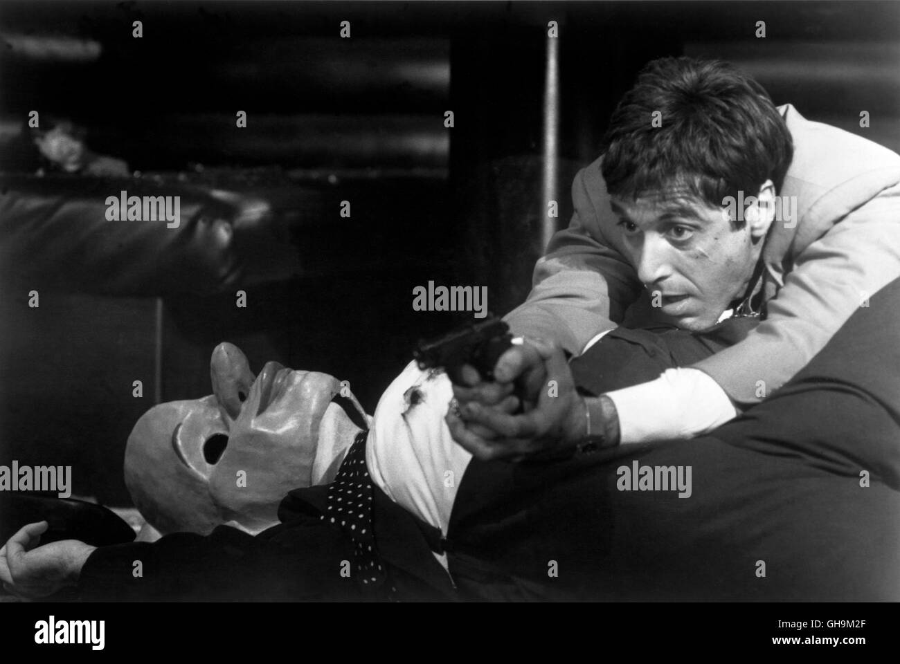 Actionszene mit Al Pacino (Scarface/Tony Montana). Regie : Brian de Palma Banque D'Images
