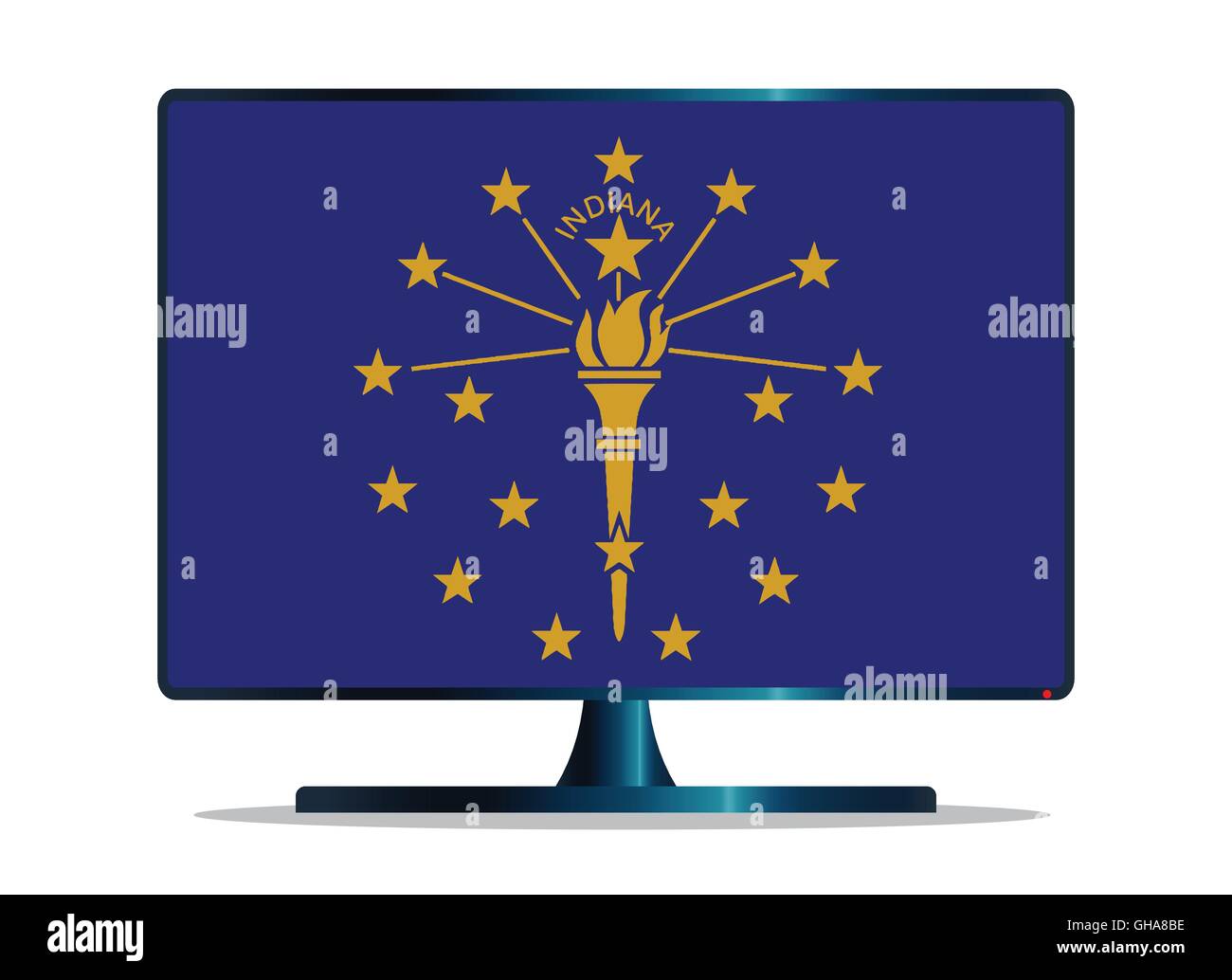 Un téléviseur ou un écran d'ordinateur avec le drapeau d'état de l'Indiana Illustration de Vecteur