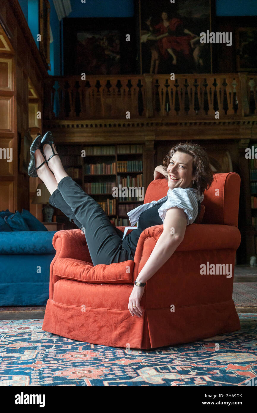 La mezzo-soprano Opera singer Sarah Connolly dans l'orgue de l'opéra de Glyndebourne Chambre. Banque D'Images