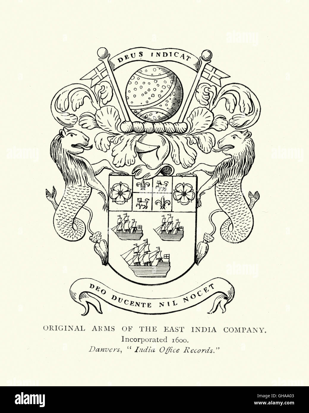 Armoiries de l'East India Company, 1600 Banque D'Images