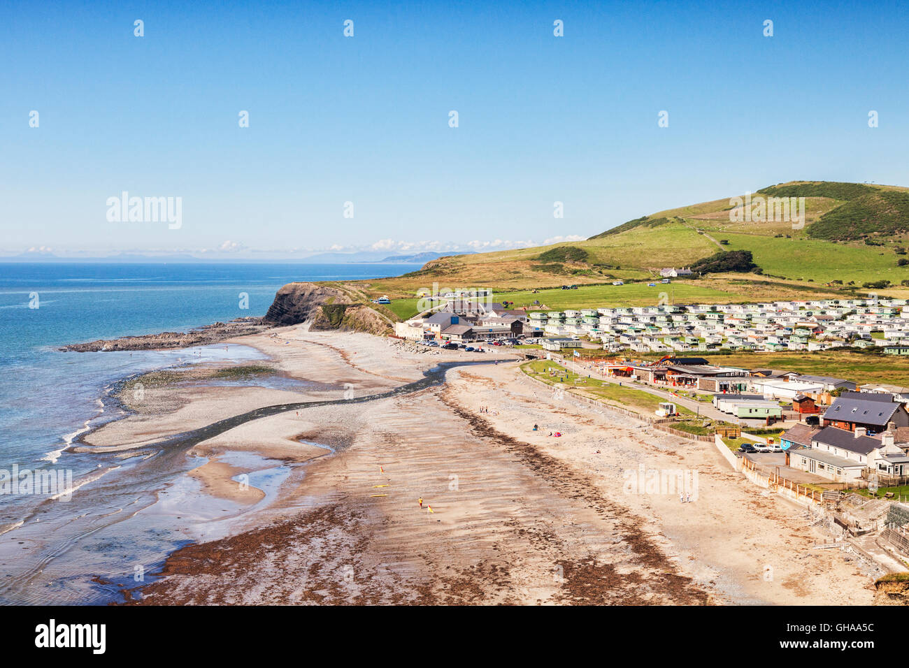 La baie de Clarach, Aberystwyth, Cardiganshire, Pays de Galles, Royaume-Uni Banque D'Images