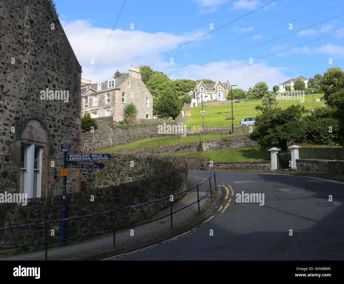 La serpentine road rothesay île de Bute ecosse Août 2016 Banque D'Images