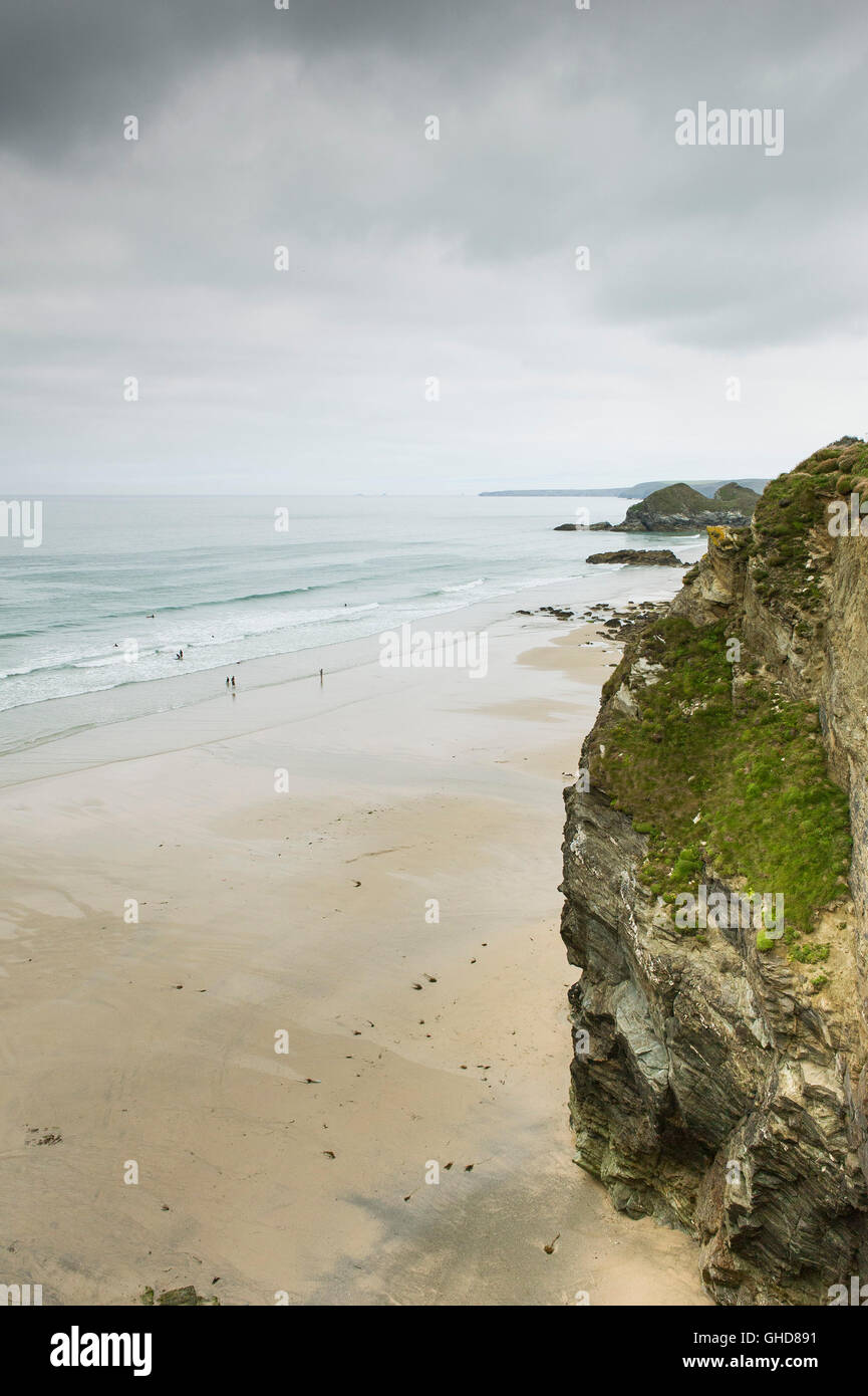 Whipsiderry Beach à Newquay, Cornwall. Classé dans le top 20 meilleures plages d'Europe. Banque D'Images