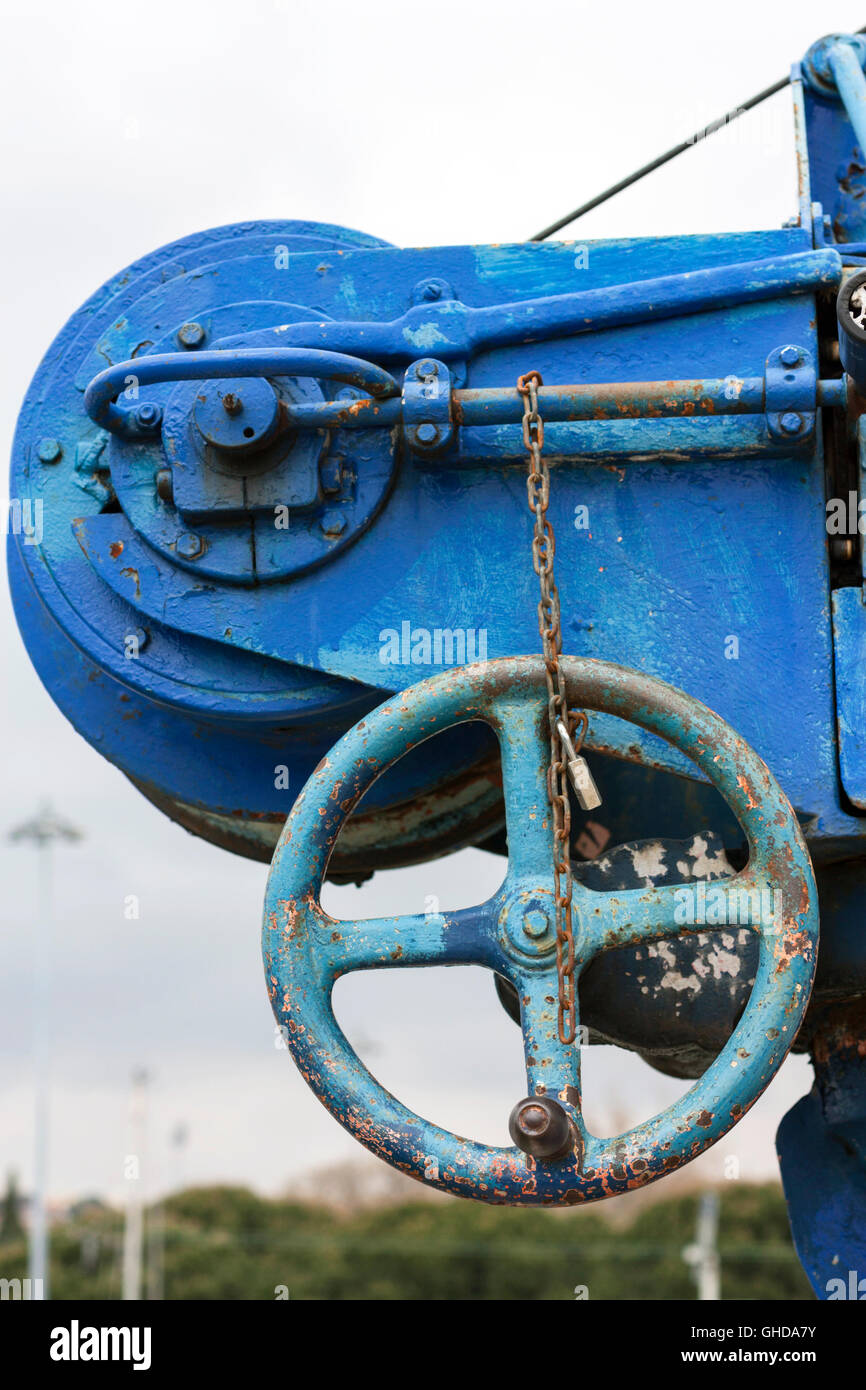 Détail de bleu bateau grue Banque D'Images