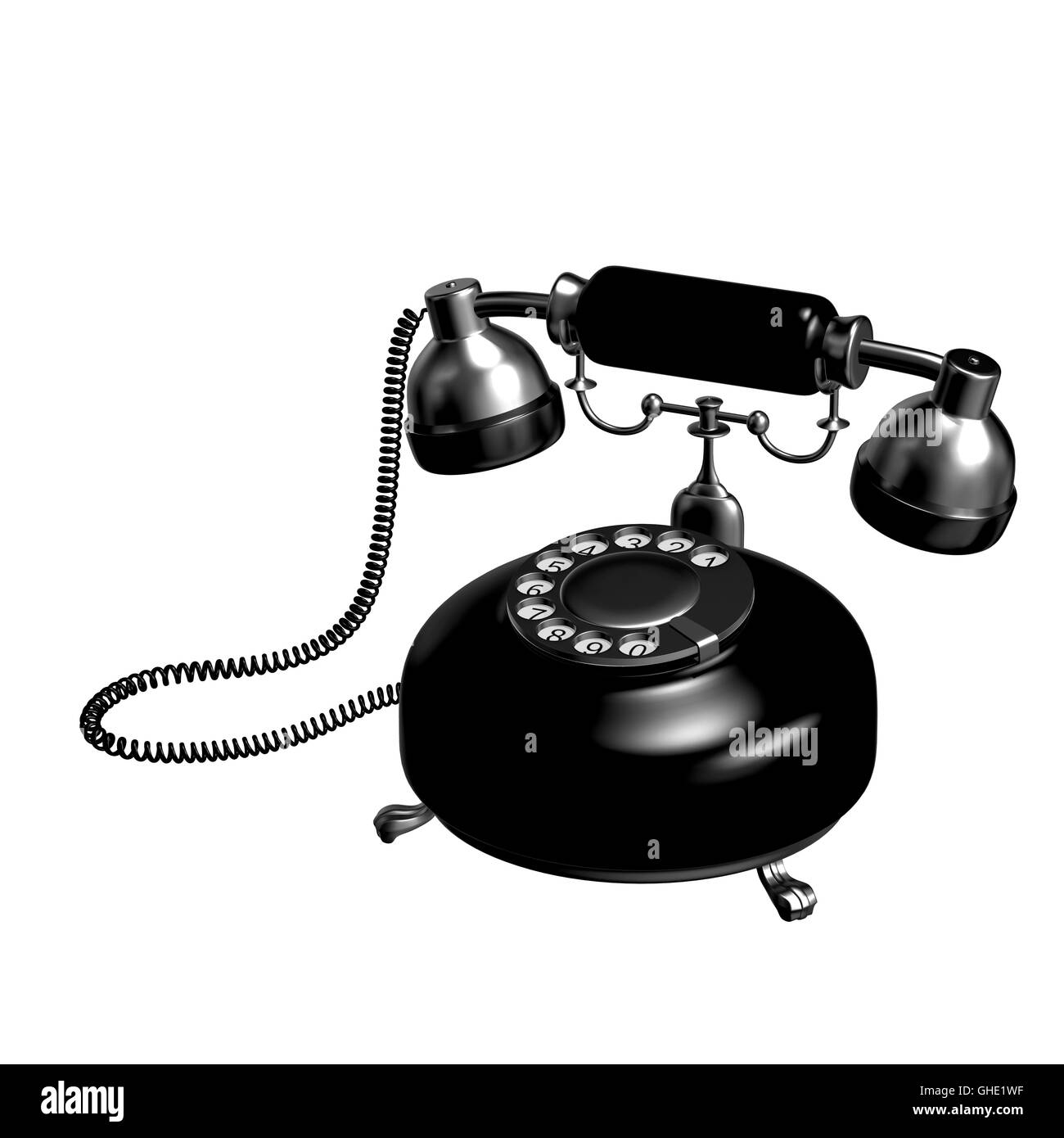 Style retro vintage dial phone 3d illustration Banque D'Images