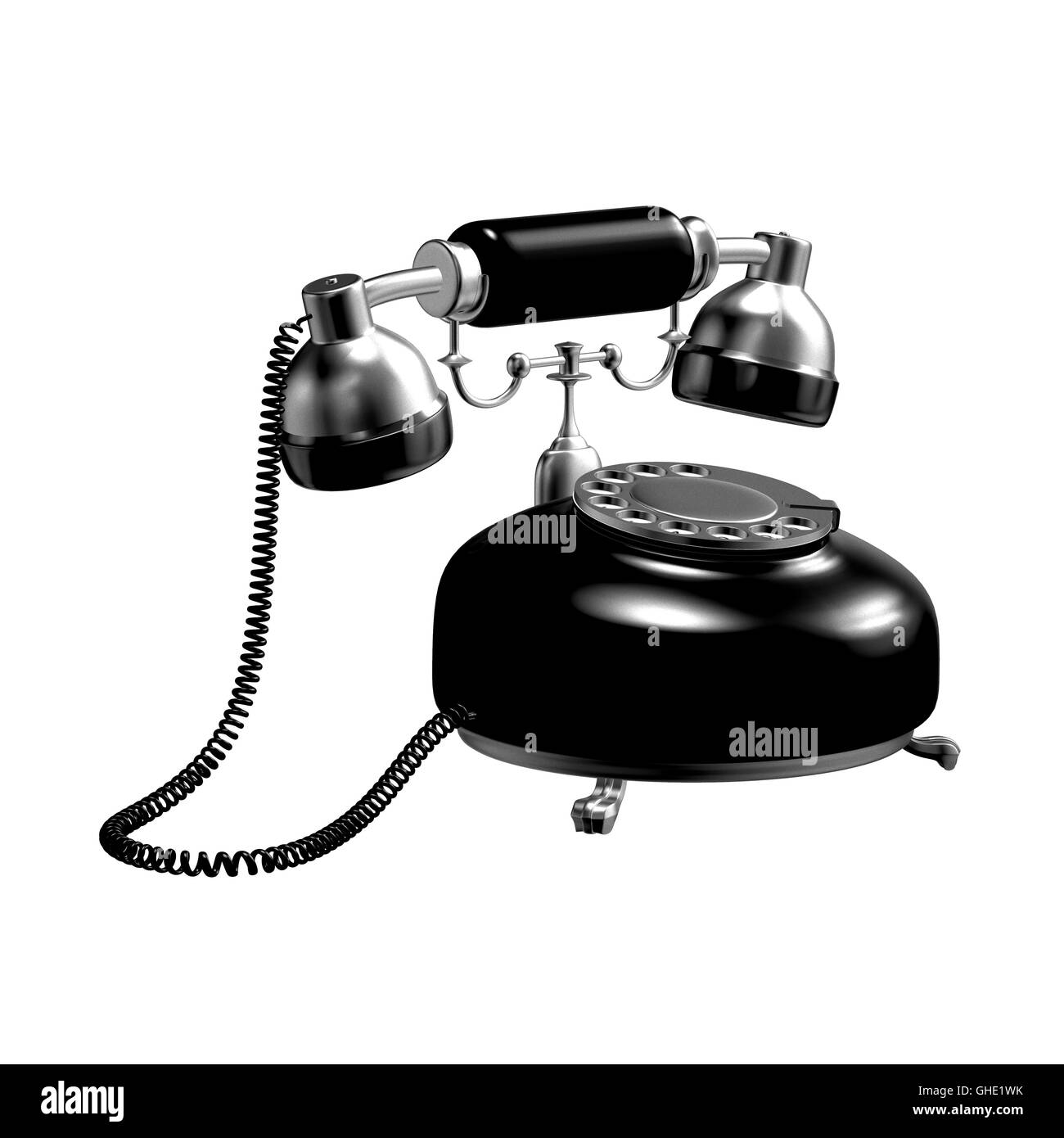 Style retro vintage dial phone 3d illustration Banque D'Images