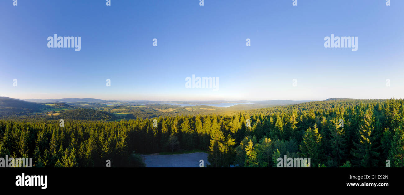 Ulrichsberg : La vue de la Vltava lookout vue de Forêt de Bohême et le réservoir, l'Autriche, Lipno Oberösterreich, Upper Austri Banque D'Images