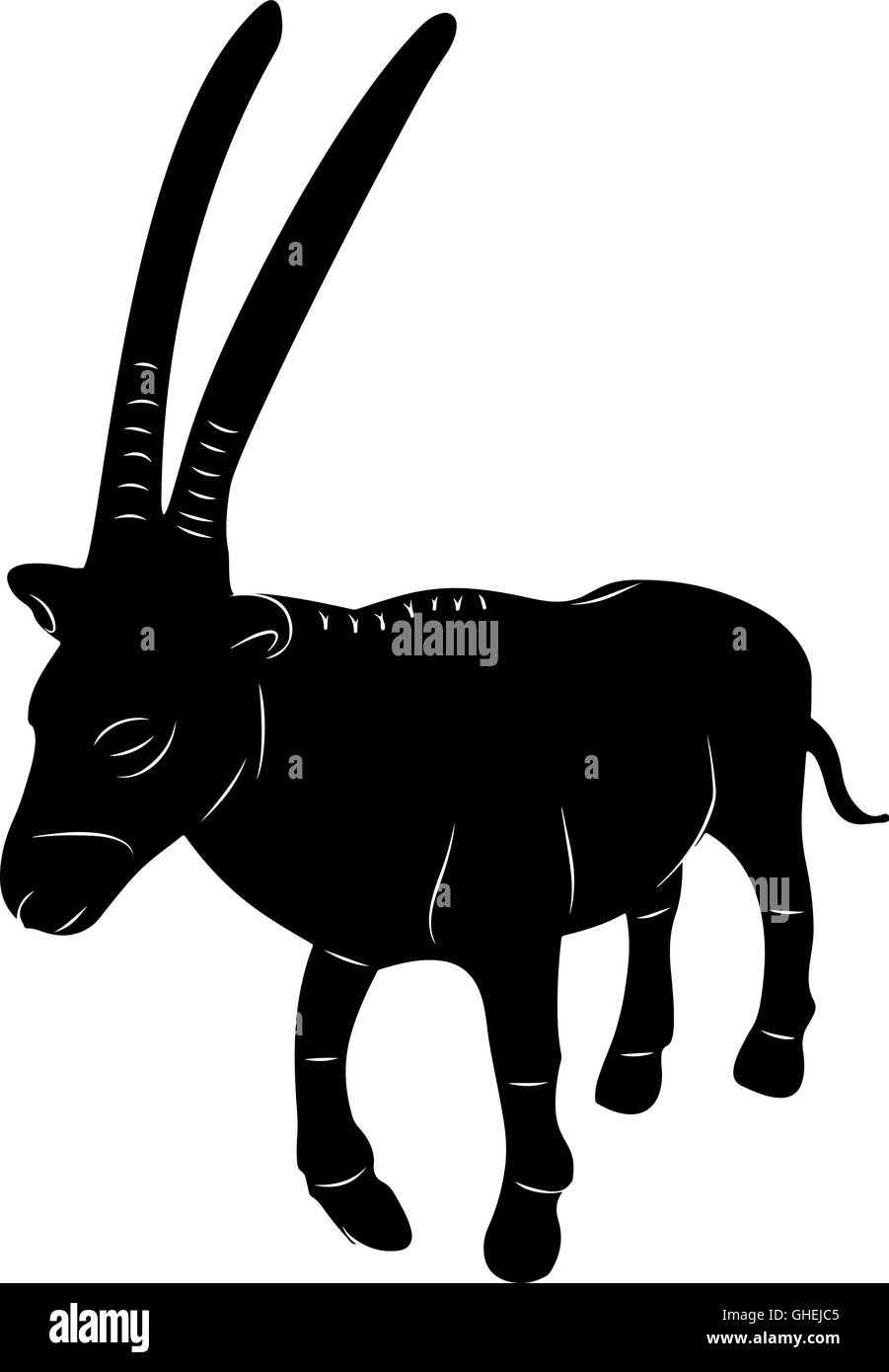 Vector illustration stylisée de l'antilope oryx icône. Illustration de Vecteur