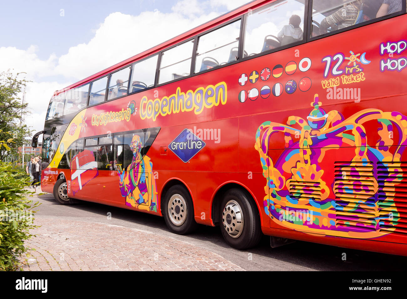 Hop on hop off bus autour de la ville de Copenhague Banque D'Images