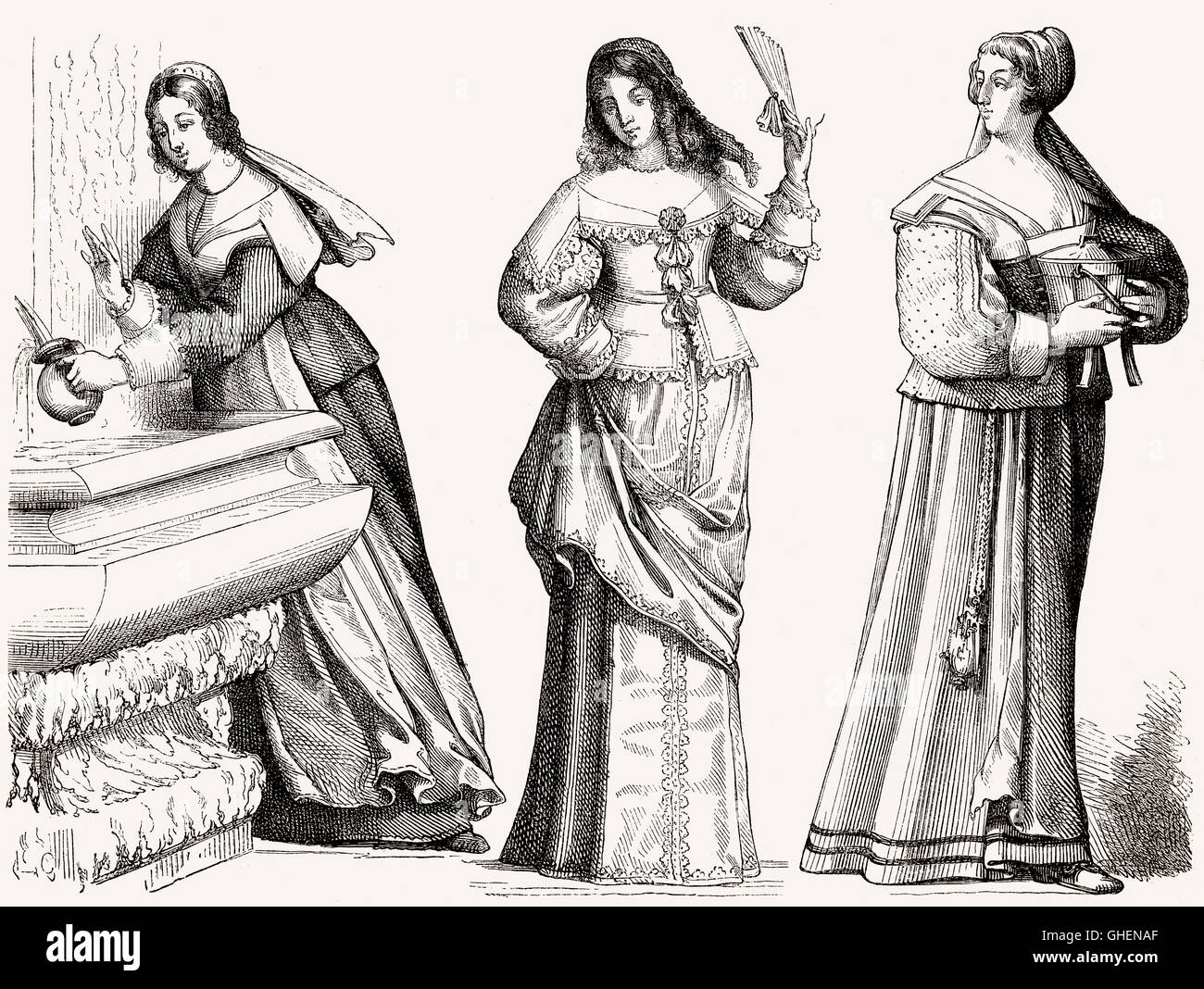 Costumes français, 17e siècle Banque D'Images