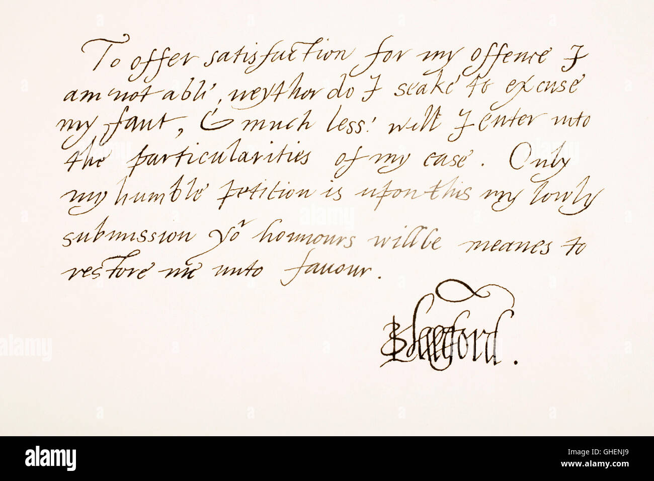 Edward Seymour, 1 comte d'Hertford, 1er baron Beauchamp, 1539 - 1621. Échantillon d'écriture à la main et la signature. Banque D'Images