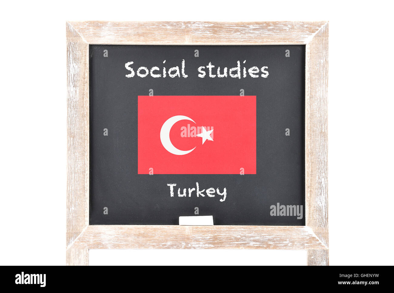 Les études sociales avec drapeau à bord Banque D'Images