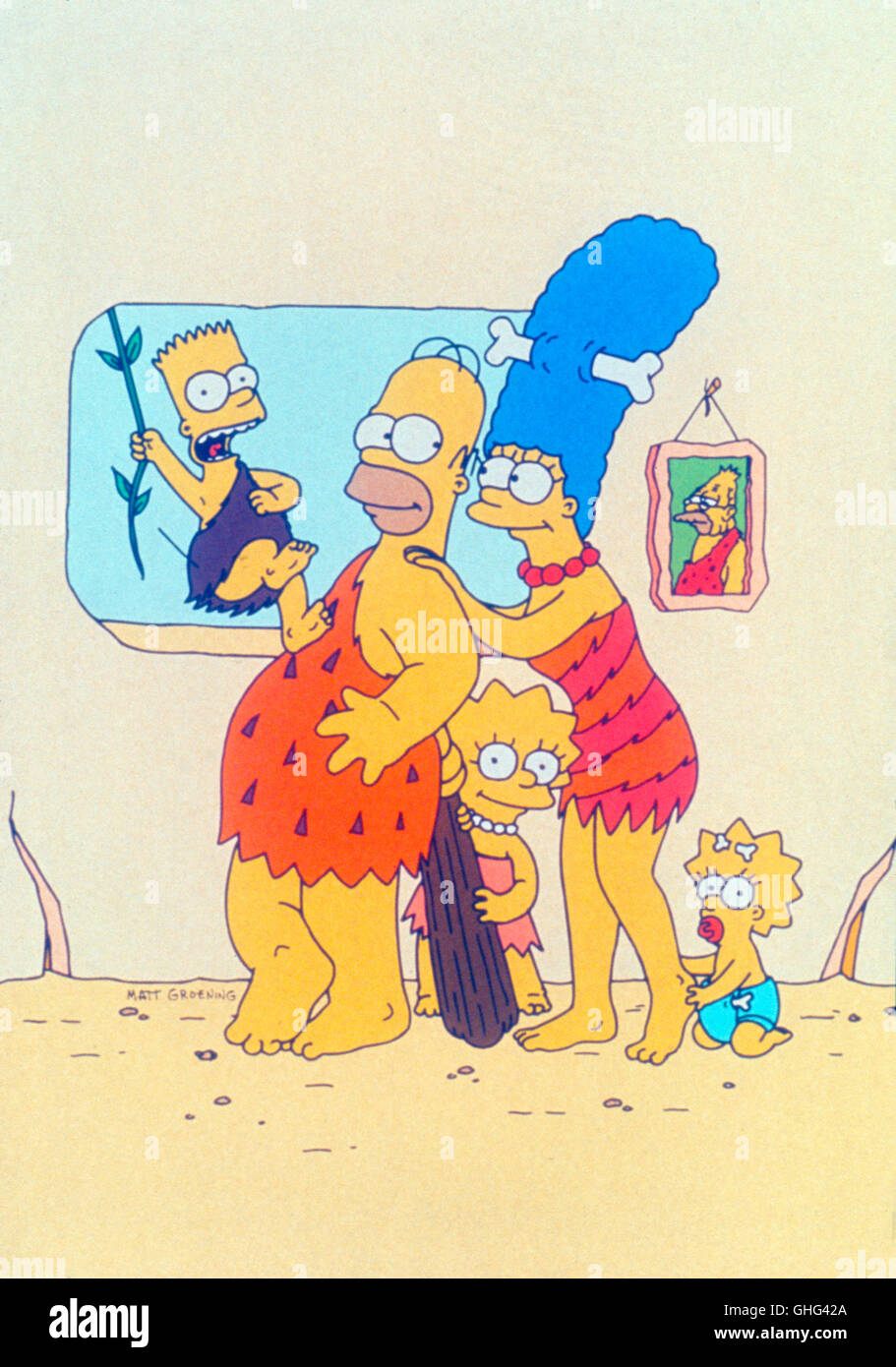 Les Simpons, US-American Film (depuis 1989), Photo : Bart, Homer, Marge et Maggie Simpson aka. Les Simpsons Banque D'Images