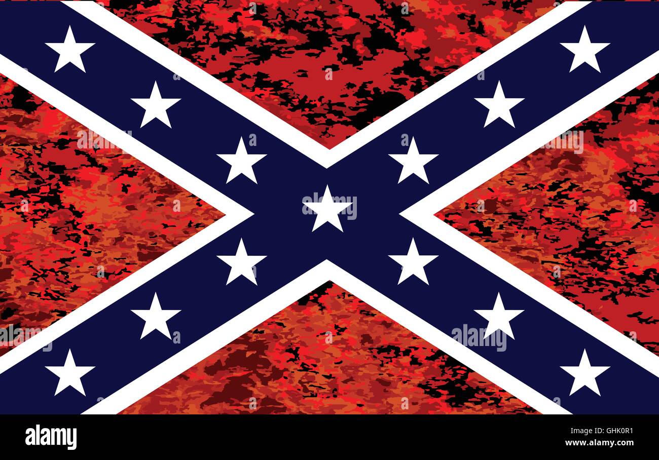 Le drapeau des confédérés durant la Guerre de sécession avec le feu arrière-plan Illustration de Vecteur