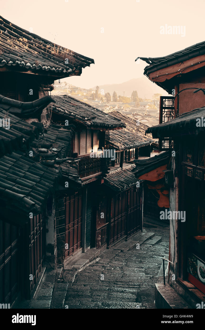 Old Street view à Lijiang, Yunnan, Chine. Banque D'Images