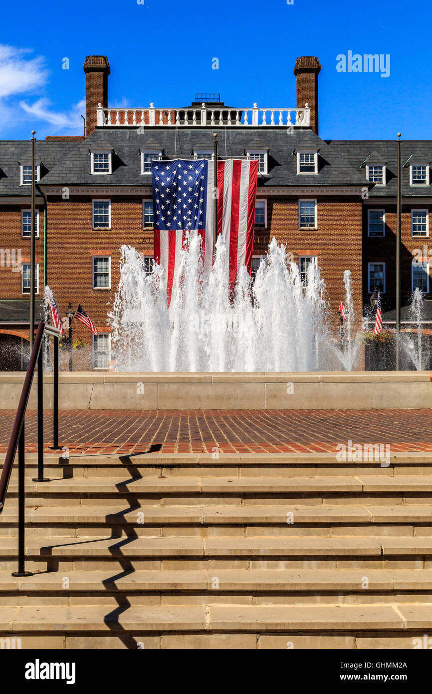 La vieille ville d'Alexandria en Virginie Fontaine et escaliers Banque D'Images