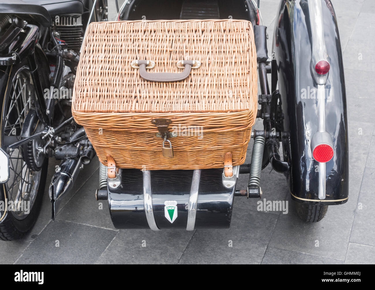 DKW Auto Union moto avec side-car au classic bike rally. Banque D'Images