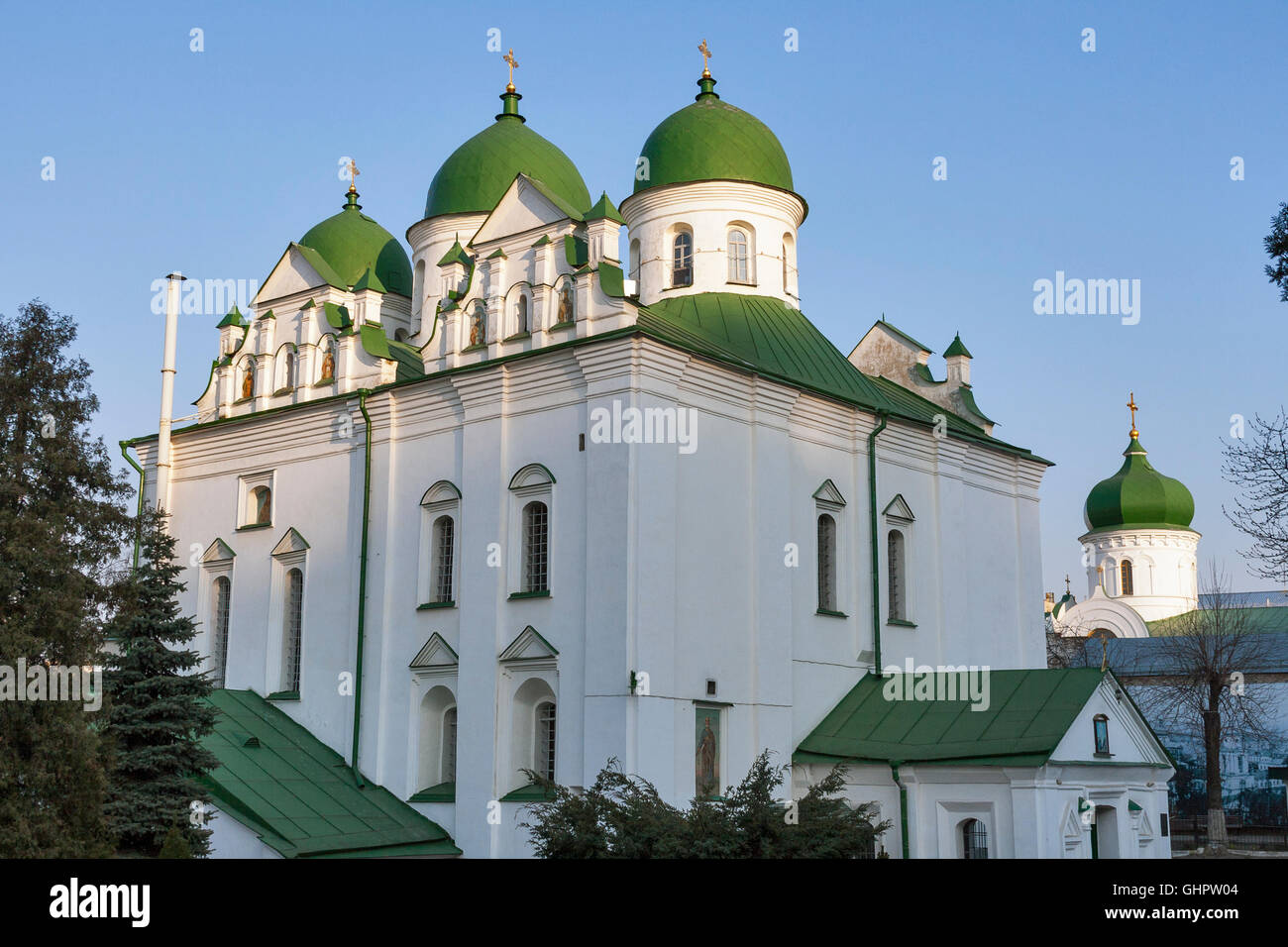 Monastère de Florivsky à Kiev, Ukraine. Église de l'Ascention et clocher. Banque D'Images