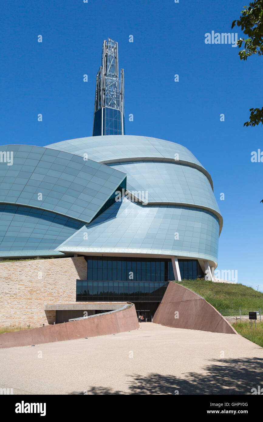 Le Musée canadien pour les droits de l'homme à La Fourche, à Winnipeg, Manitoba, Canada. Banque D'Images