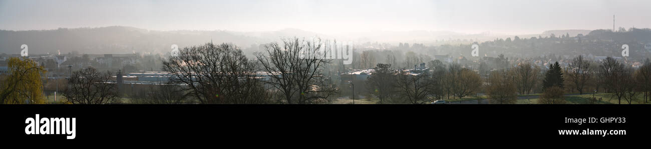 Panorama de matin brumeux Banque D'Images