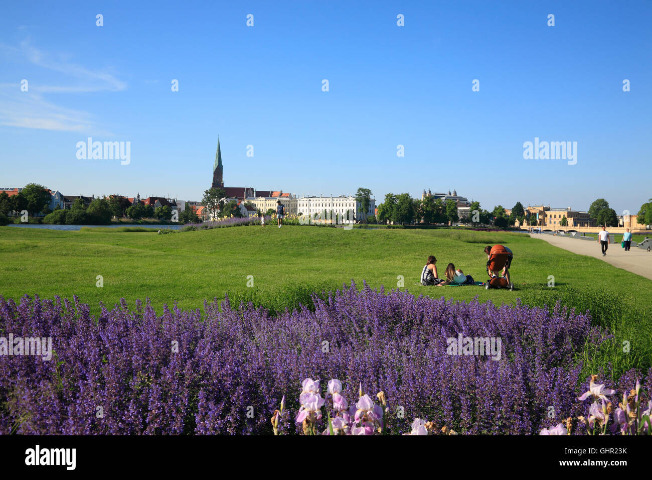 Park SCHWIMMENDE WIESE, Schwerin, Mecklembourg Poméranie occidentale, l'Allemagne, de l'Europe Banque D'Images