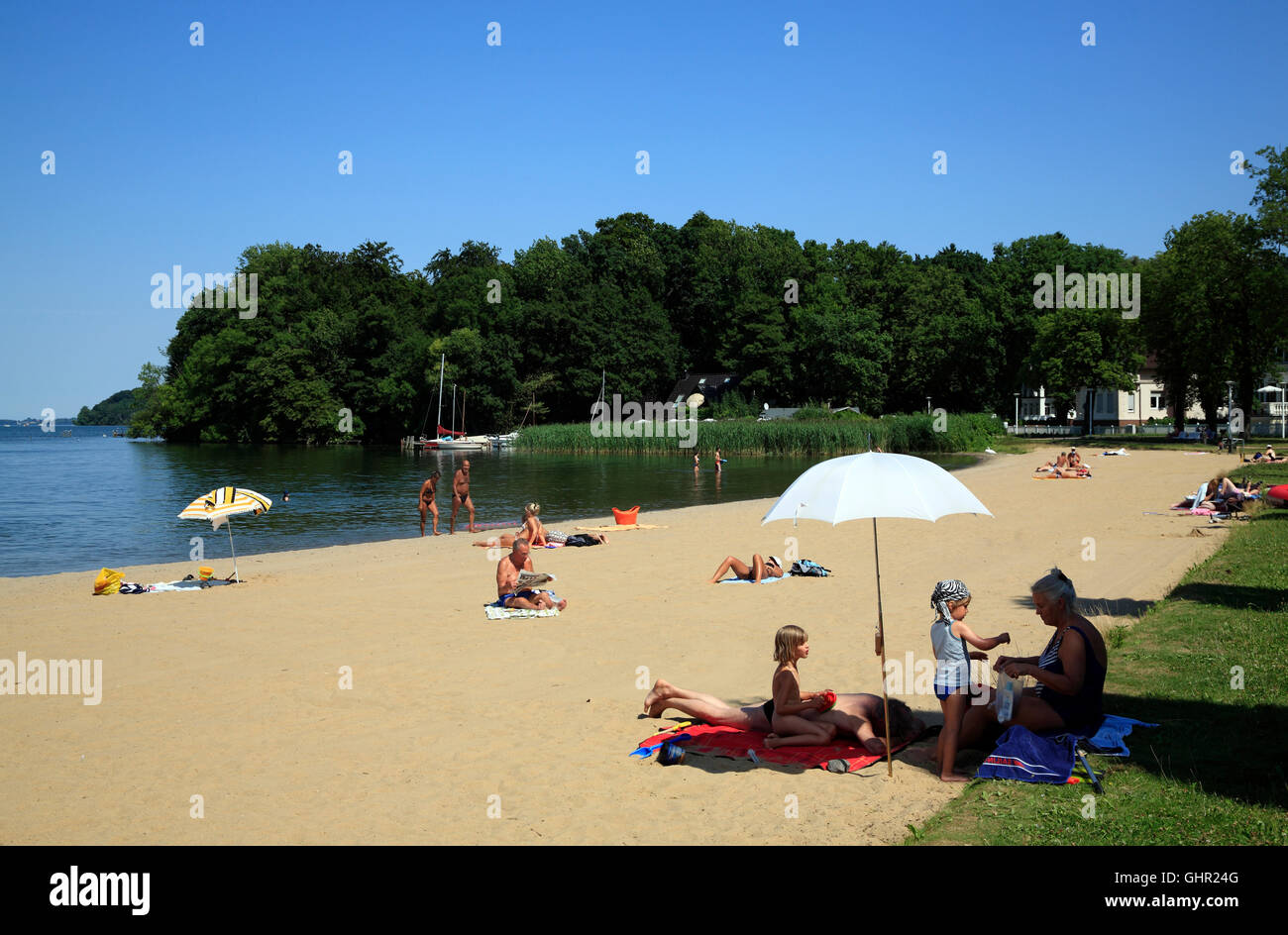 Zippendorf beach, Schwerin, Mecklembourg Poméranie occidentale, l'Allemagne, de l'Europe Banque D'Images