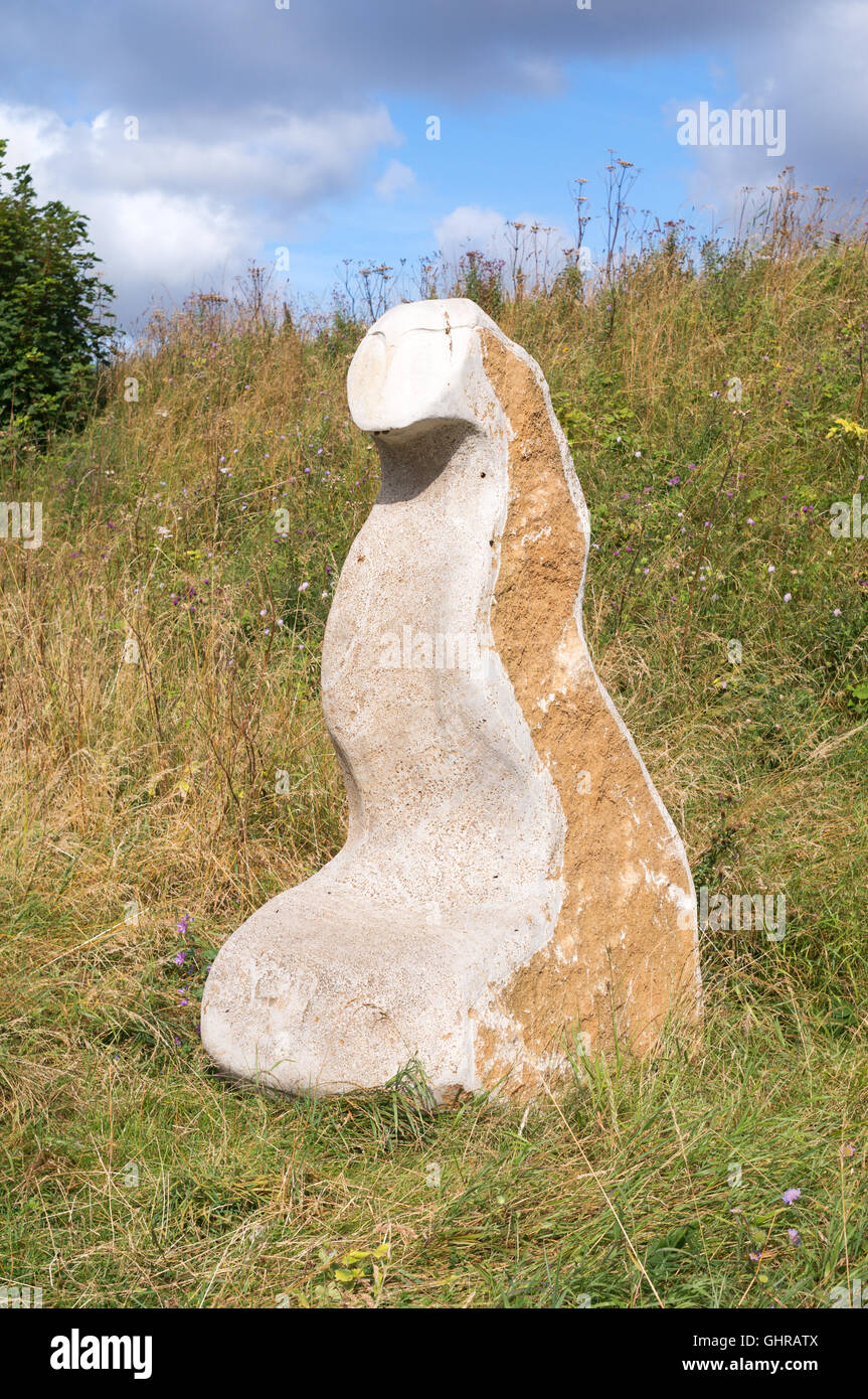Owl abstraite sculpture de l'artiste Jason 'ant' Bryant, Marsden ancienne carrière Réserve Naturelle, Tyne and Wear, England, UK Banque D'Images